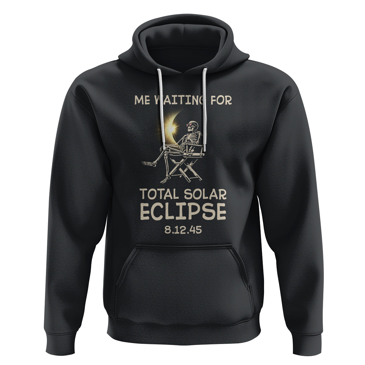 Me Waiting For Total Solar Eclipse 2045 Hoodie Funny Skeleton American Totality - Wonder Print Shop