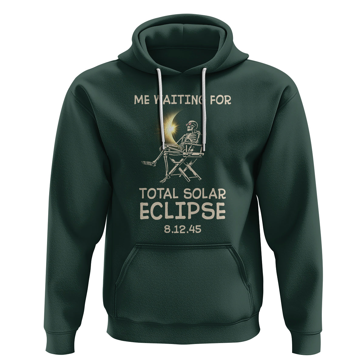 Me Waiting For Total Solar Eclipse 2045 Hoodie Funny Skeleton American Totality - Wonder Print Shop