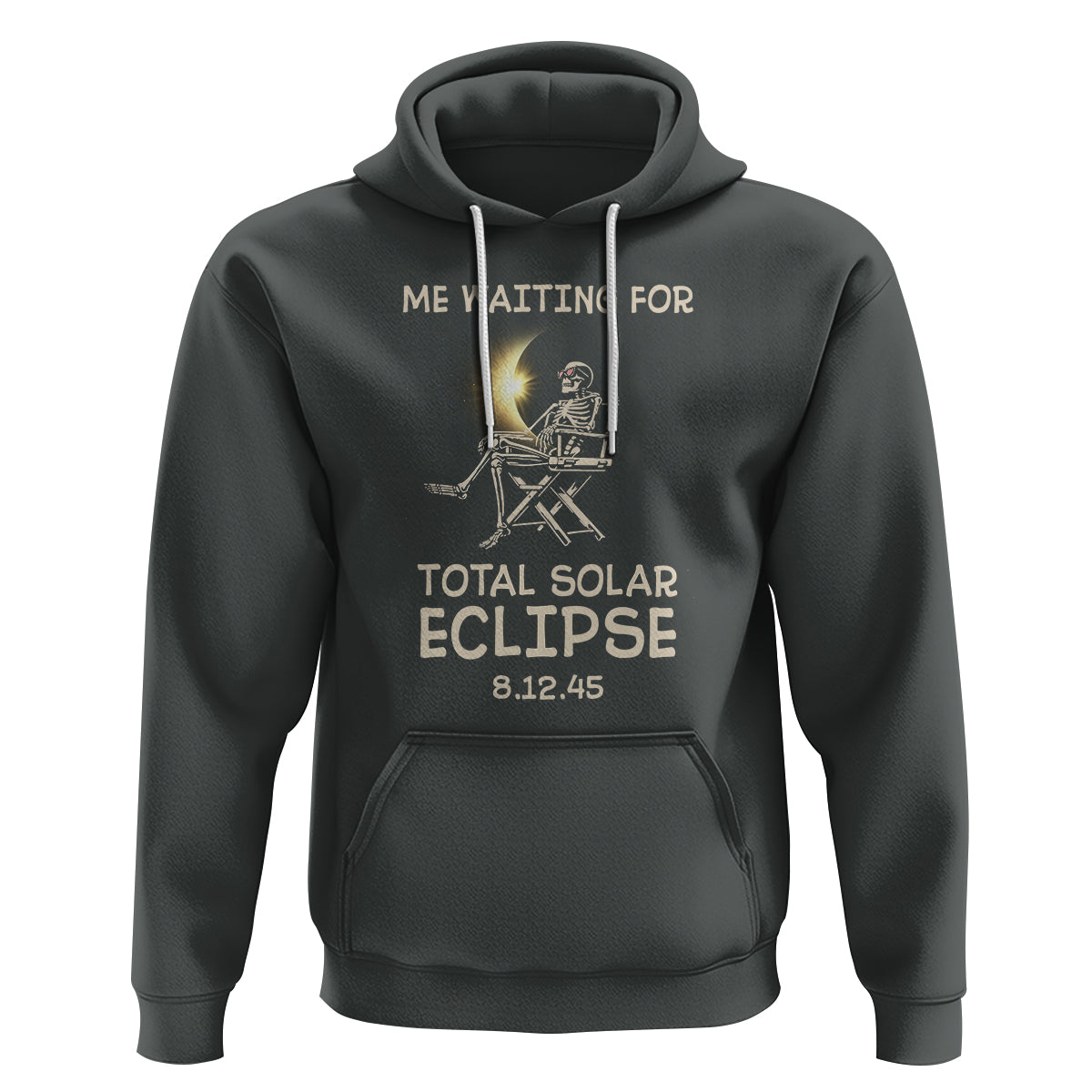 Me Waiting For Total Solar Eclipse 2045 Hoodie Funny Skeleton American Totality - Wonder Print Shop