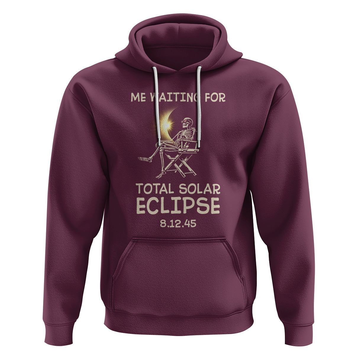 Me Waiting For Total Solar Eclipse 2045 Hoodie Funny Skeleton American Totality - Wonder Print Shop