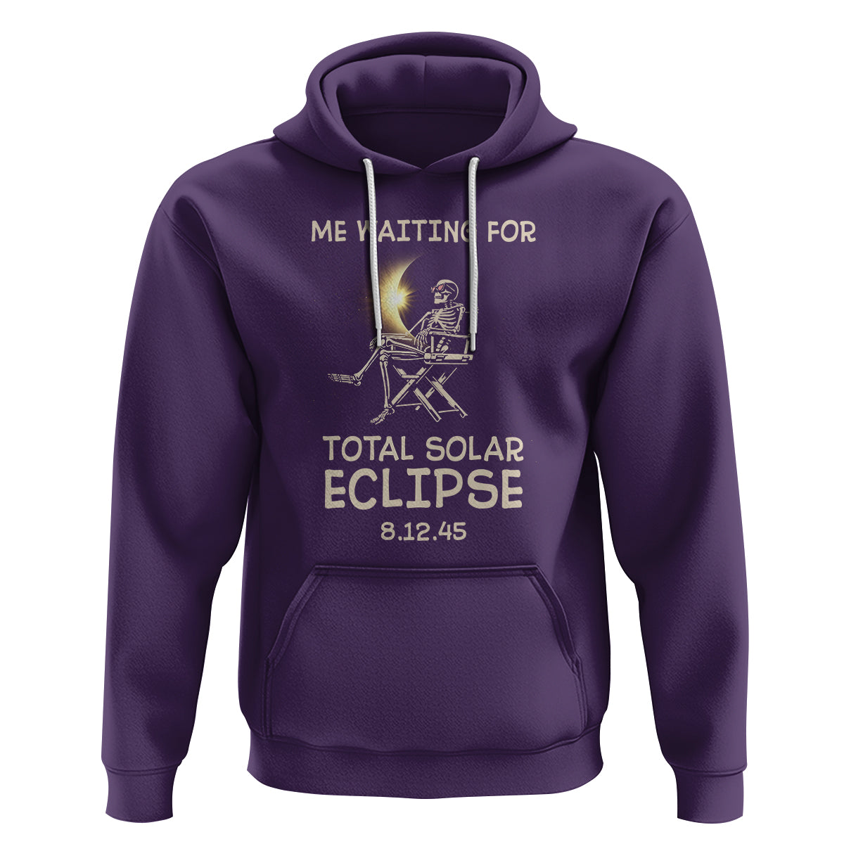 Me Waiting For Total Solar Eclipse 2045 Hoodie Funny Skeleton American Totality - Wonder Print Shop