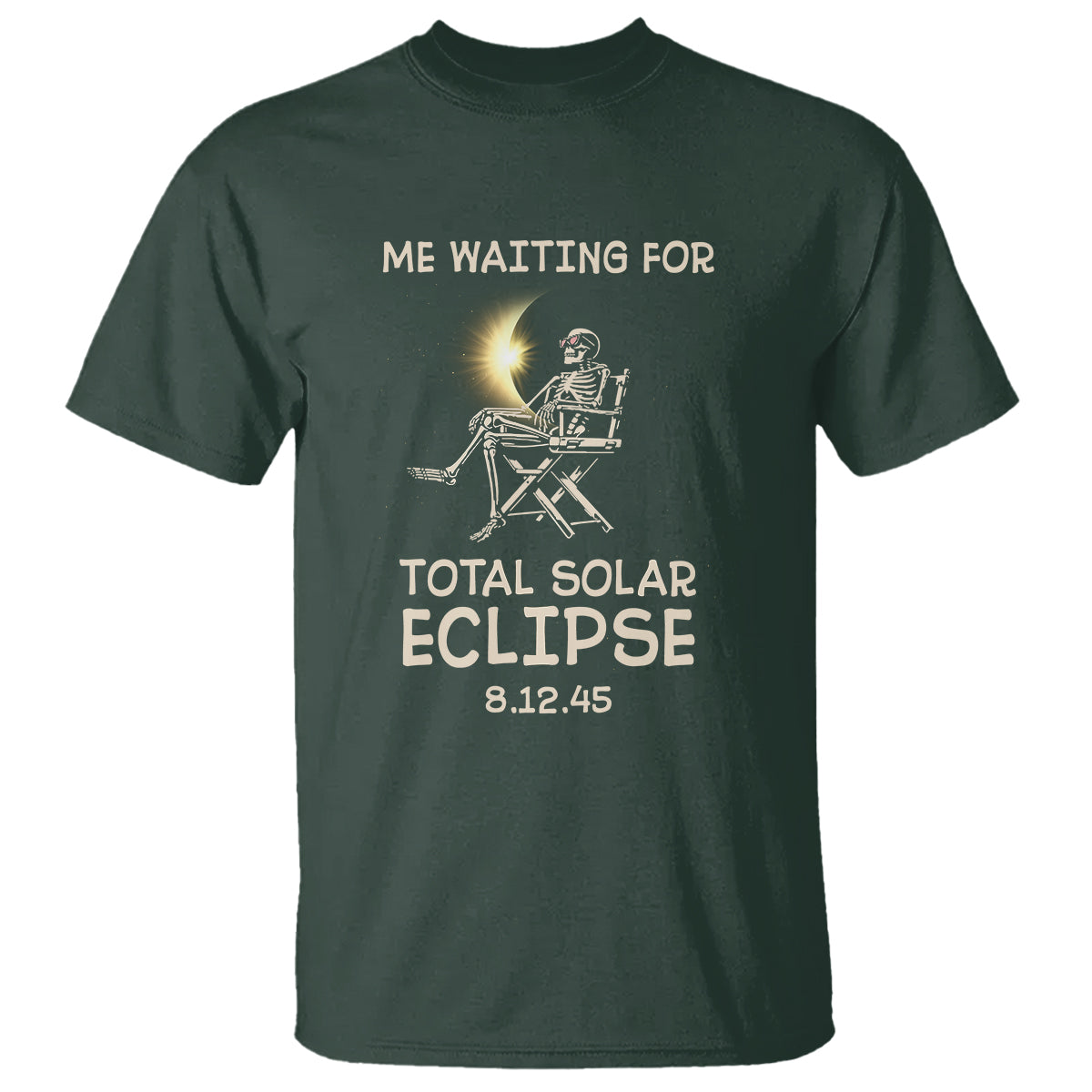 Me Waiting For Total Solar Eclipse 2045 T Shirt Funny Skeleton American Totality - Wonder Print Shop