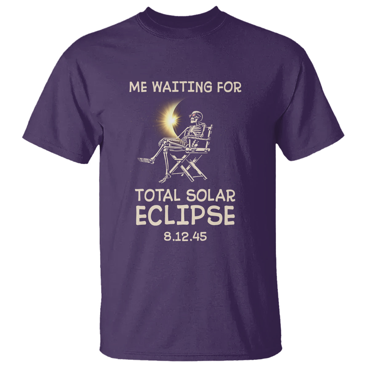 Me Waiting For Total Solar Eclipse 2045 T Shirt Funny Skeleton American Totality - Wonder Print Shop