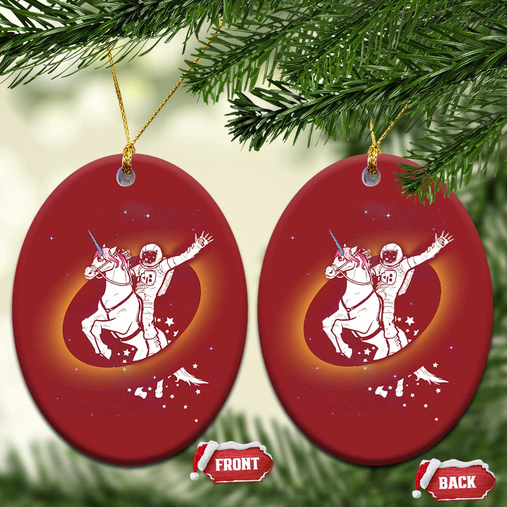 Astronaut Outer Space Christmas Ornament Riding Unicorn Galaxy Astrophysics Lover - Wonder Print Shop