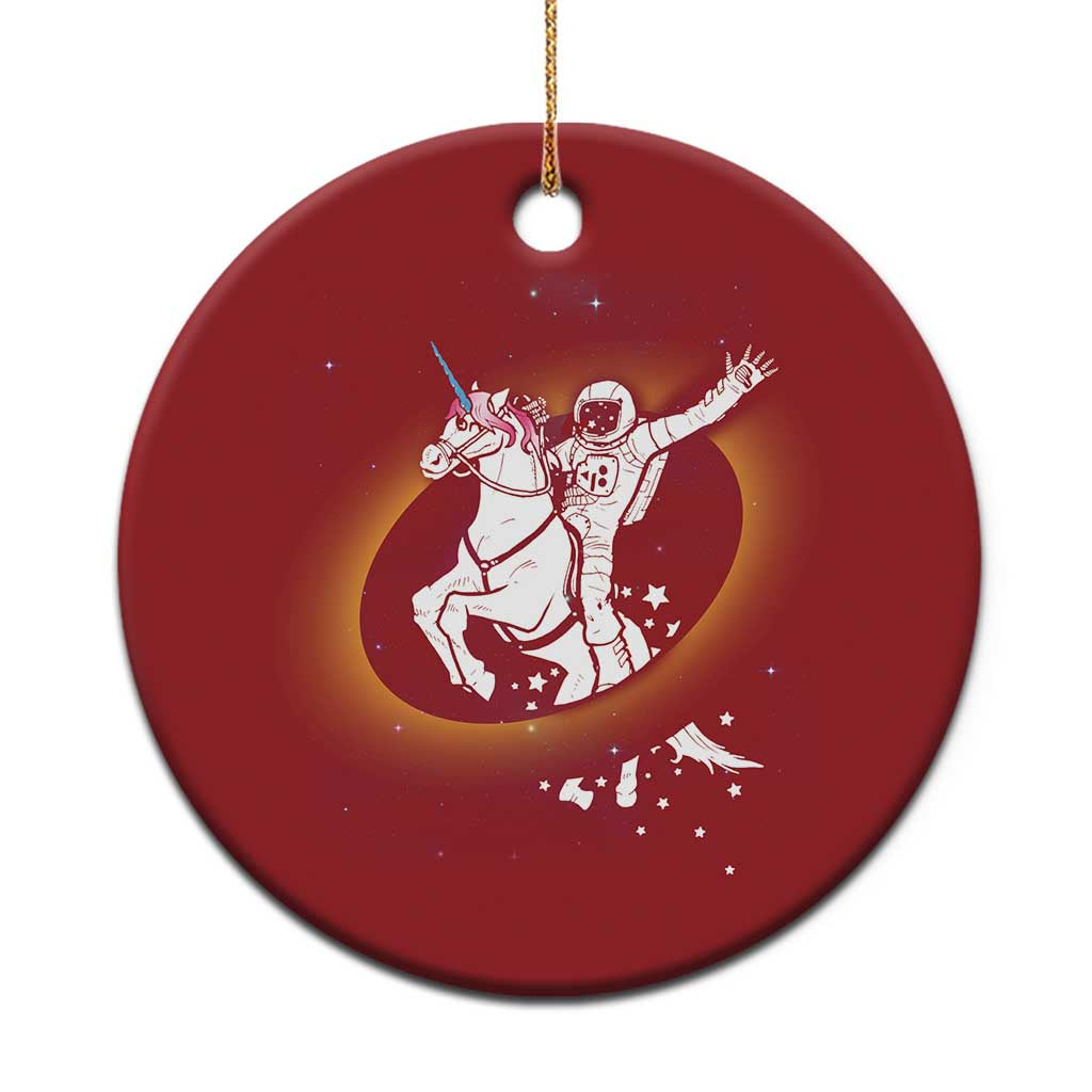 Astronaut Outer Space Christmas Ornament Riding Unicorn Galaxy Astrophysics Lover - Wonder Print Shop
