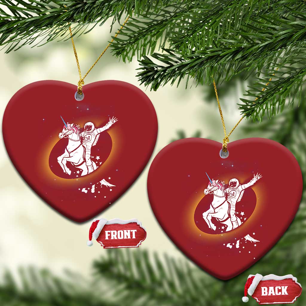 Astronaut Outer Space Christmas Ornament Riding Unicorn Galaxy Astrophysics Lover - Wonder Print Shop