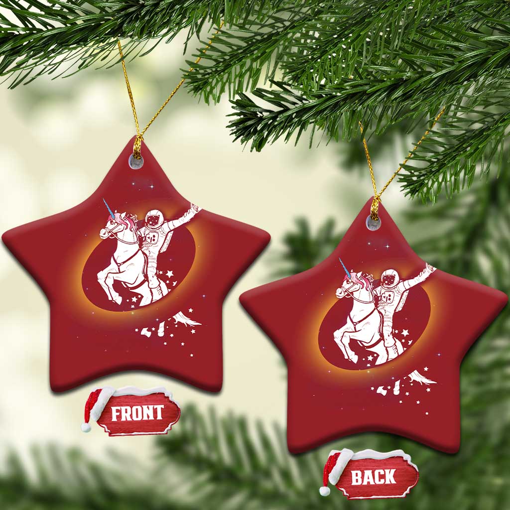 Astronaut Outer Space Christmas Ornament Riding Unicorn Galaxy Astrophysics Lover - Wonder Print Shop