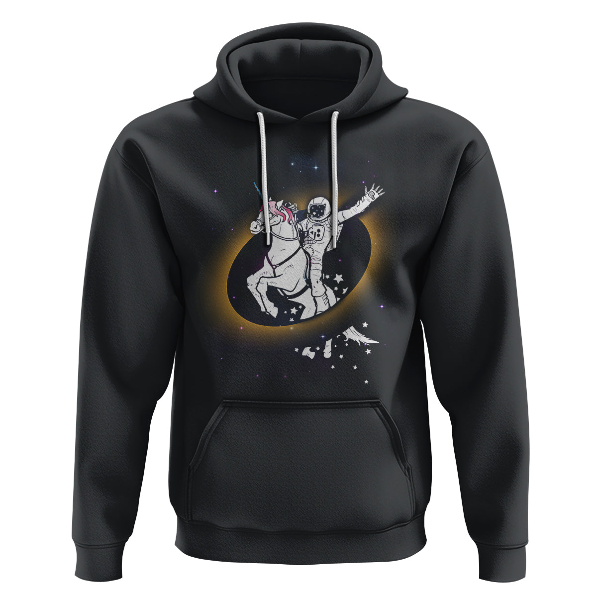 Astronaut Total Solar Eclipse Hoodie Riding Unicorn Astronomy Lover - Wonder Print Shop