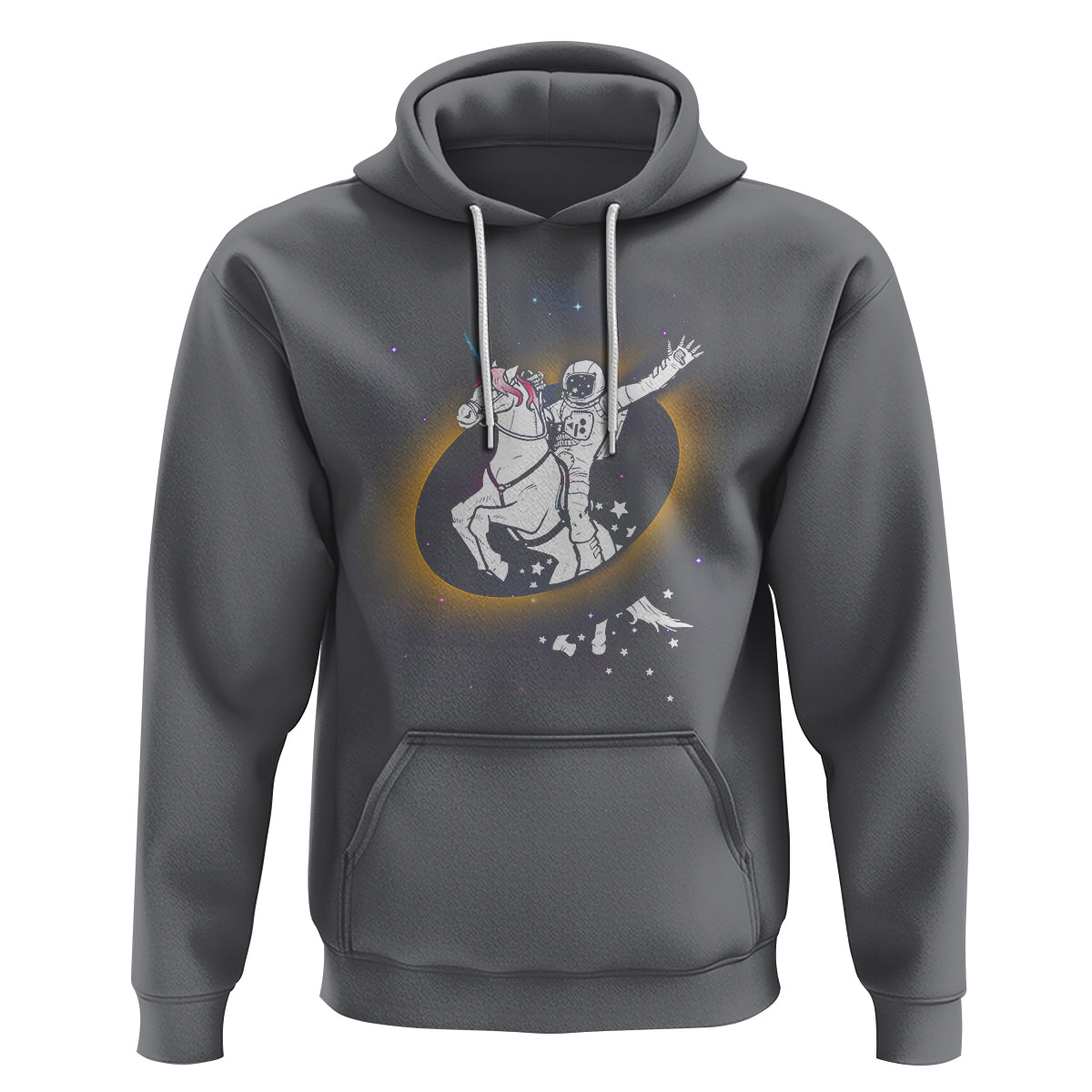 Astronaut Total Solar Eclipse Hoodie Riding Unicorn Astronomy Lover - Wonder Print Shop
