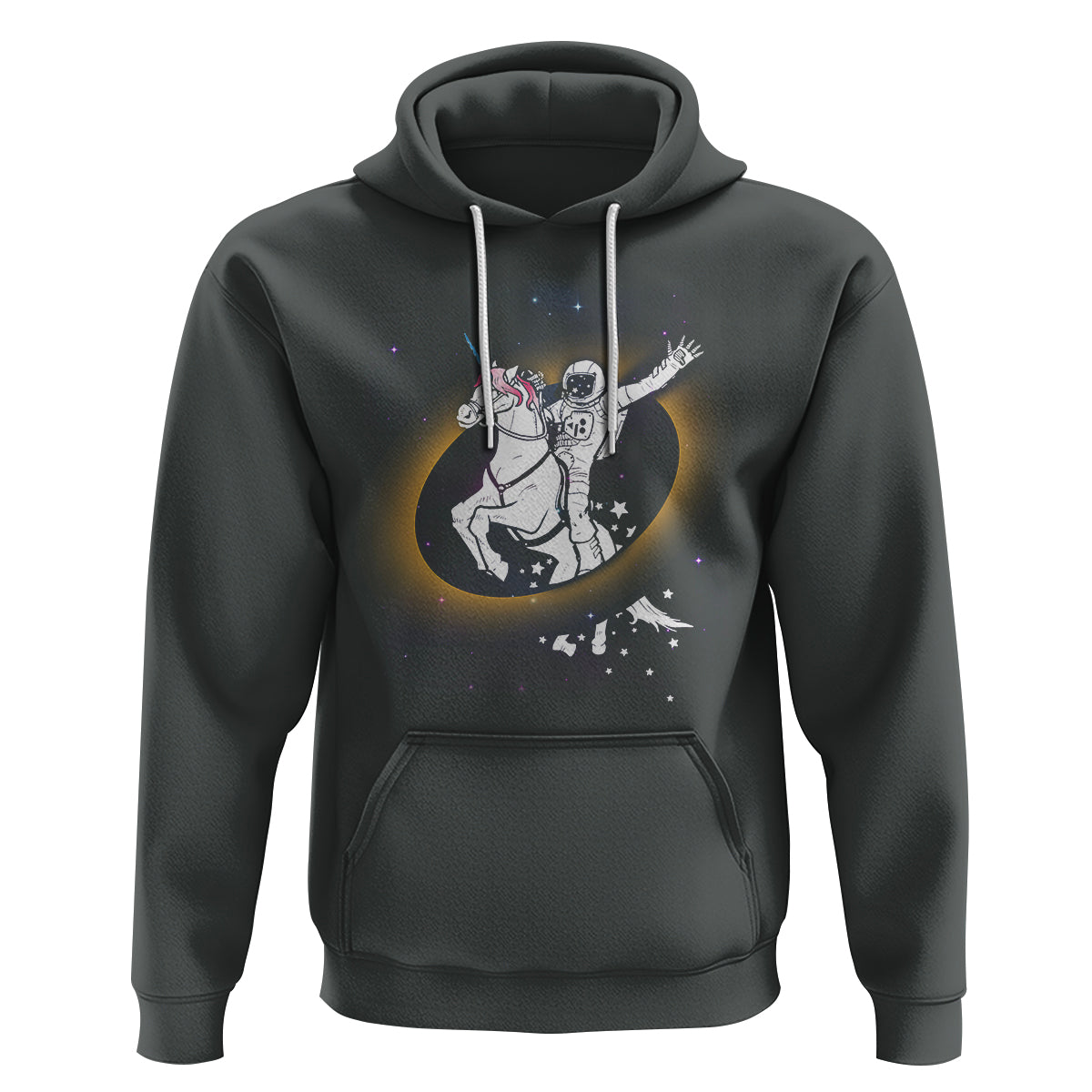 Astronaut Total Solar Eclipse Hoodie Riding Unicorn Astronomy Lover - Wonder Print Shop