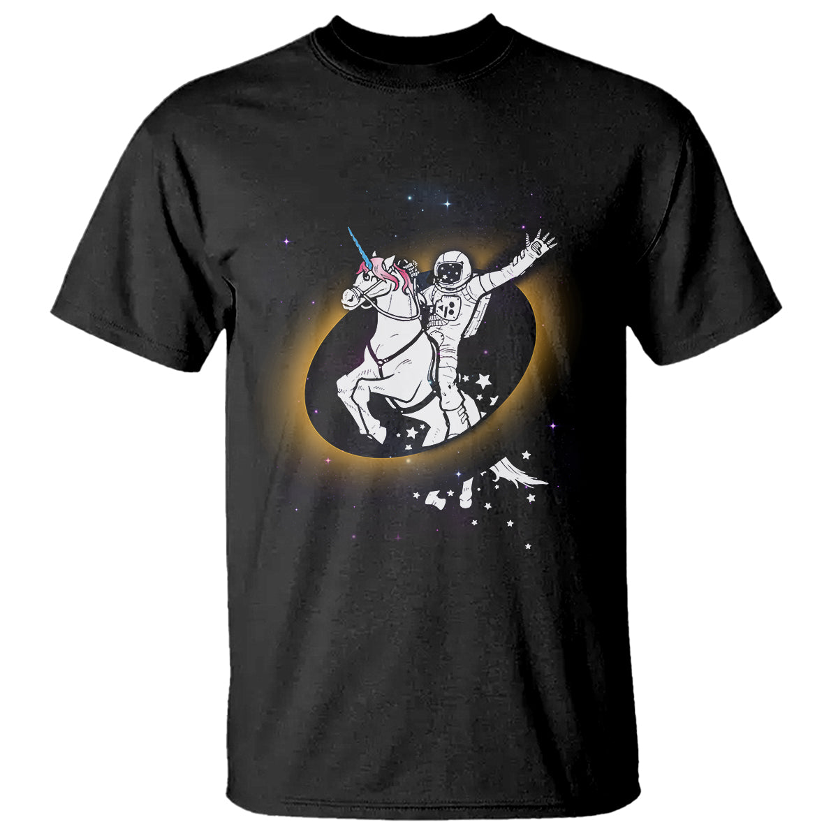 Astronaut Total Solar Eclipse T Shirt Riding Unicorn Astronomy Lover - Wonder Print Shop