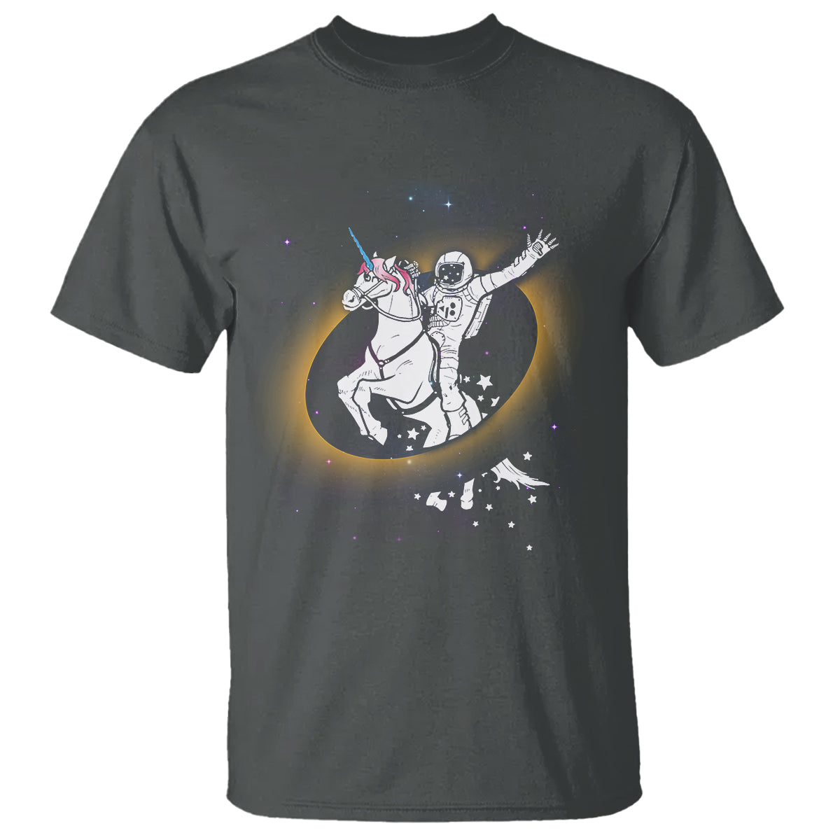 Astronaut Total Solar Eclipse T Shirt Riding Unicorn Astronomy Lover - Wonder Print Shop