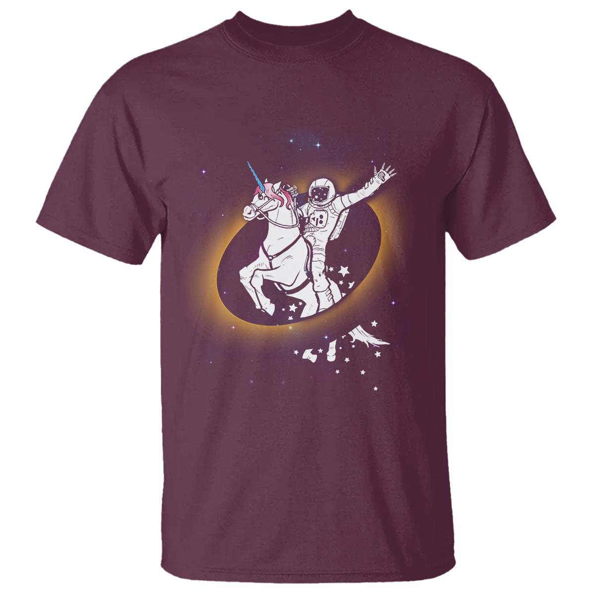 Astronaut Total Solar Eclipse T Shirt Riding Unicorn Astronomy Lover - Wonder Print Shop