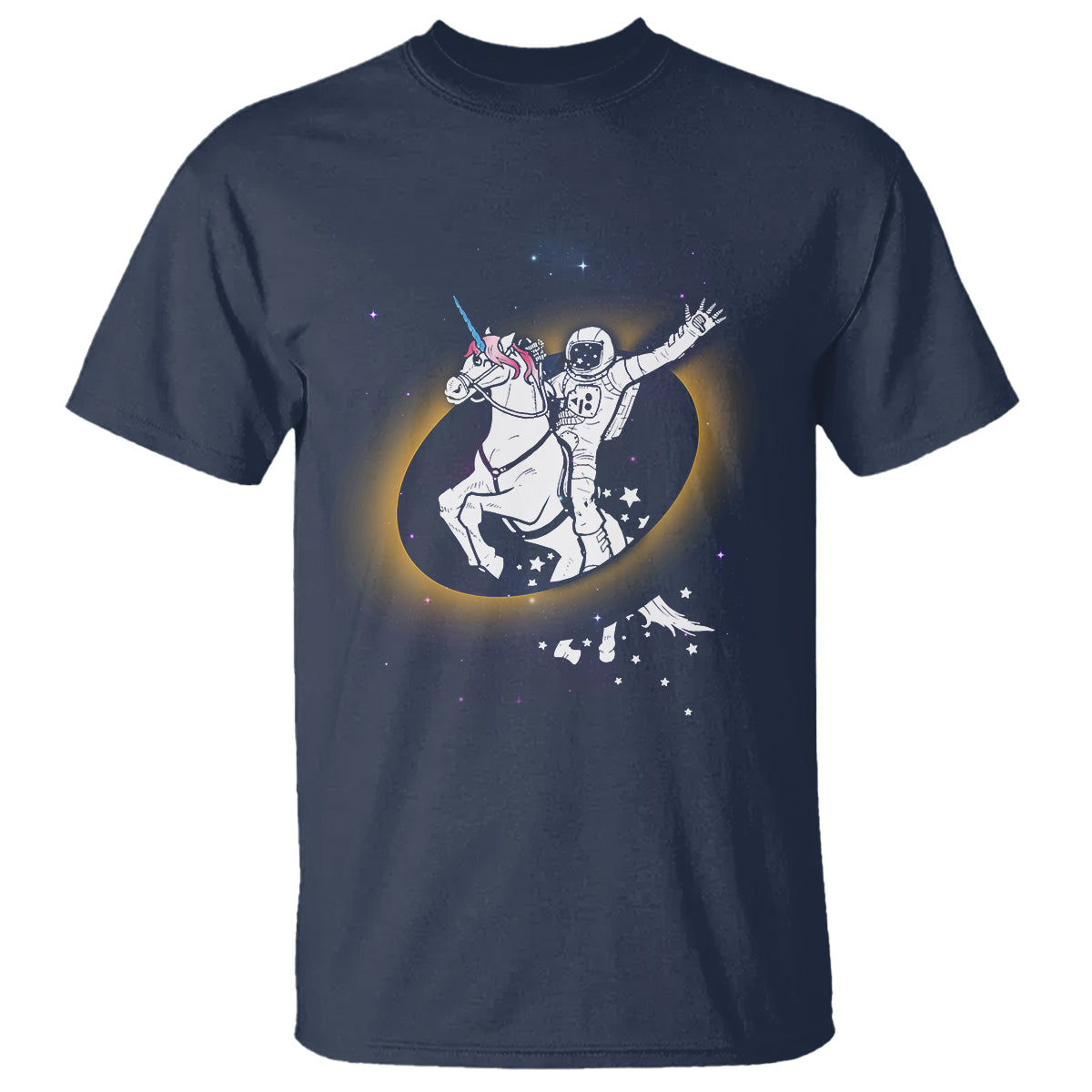 Astronaut Total Solar Eclipse T Shirt Riding Unicorn Astronomy Lover - Wonder Print Shop