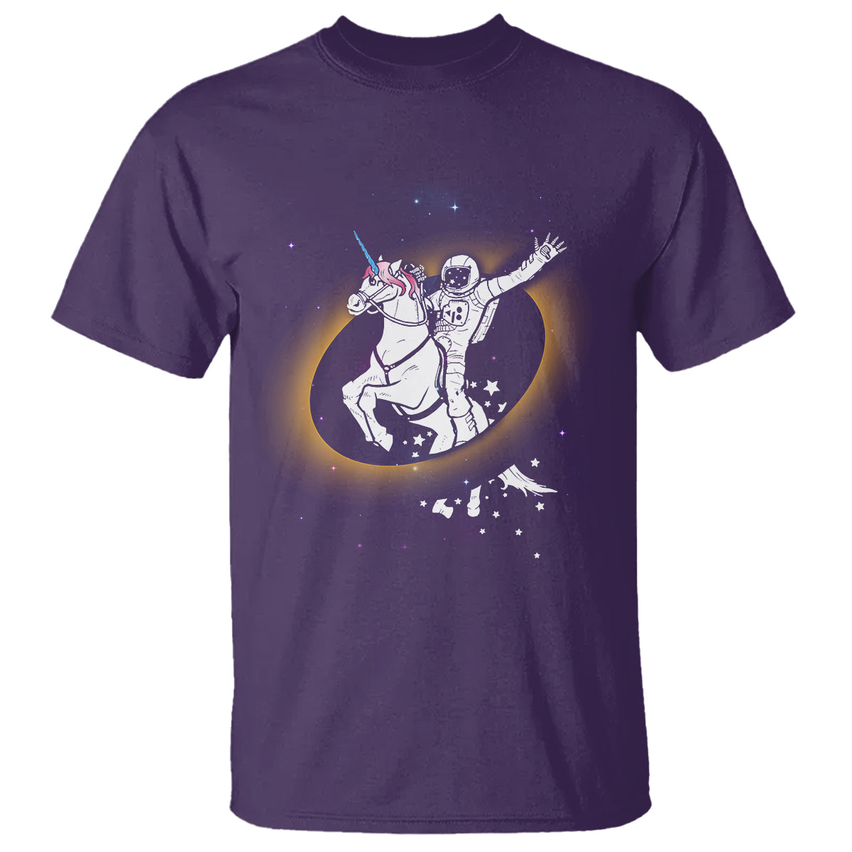 Astronaut Total Solar Eclipse T Shirt Riding Unicorn Astronomy Lover - Wonder Print Shop