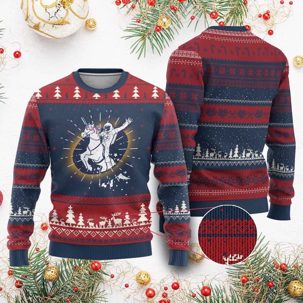 Astronaut Outer Space Ugly Christmas Sweater Riding Unicorn Galaxy Astrophysics Lover - Wonder Print Shop