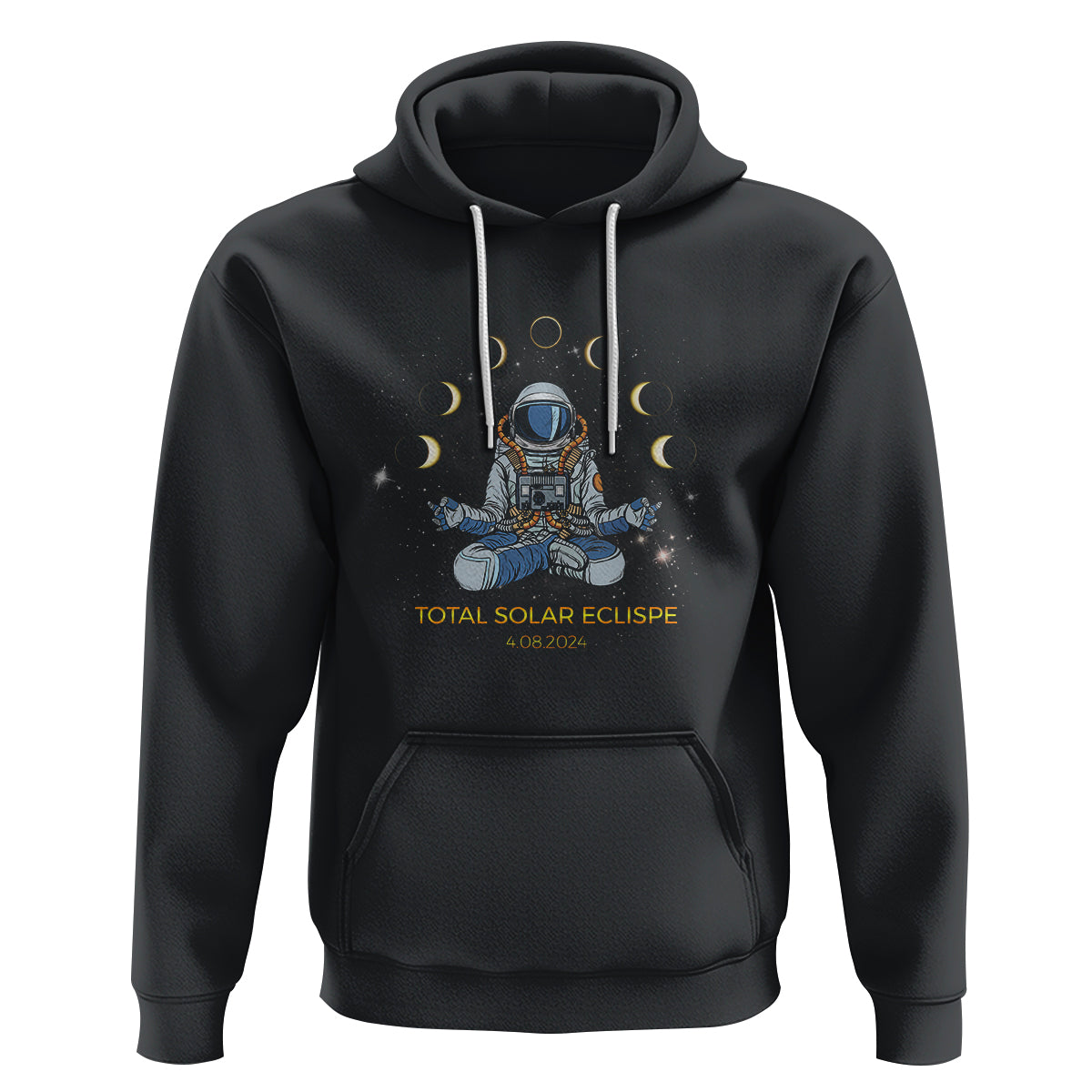 Astronaut Total Solar Eclipse 2024 Hoodie Meditating American Totality April 8 Galaxy Astronomy Lover - Wonder Print Shop