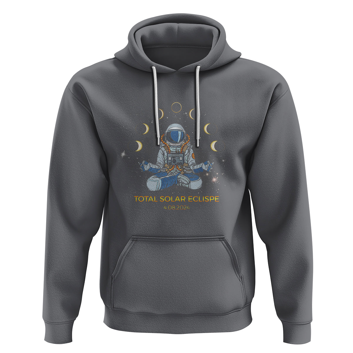 Astronaut Total Solar Eclipse 2024 Hoodie Meditating American Totality April 8 Galaxy Astronomy Lover - Wonder Print Shop
