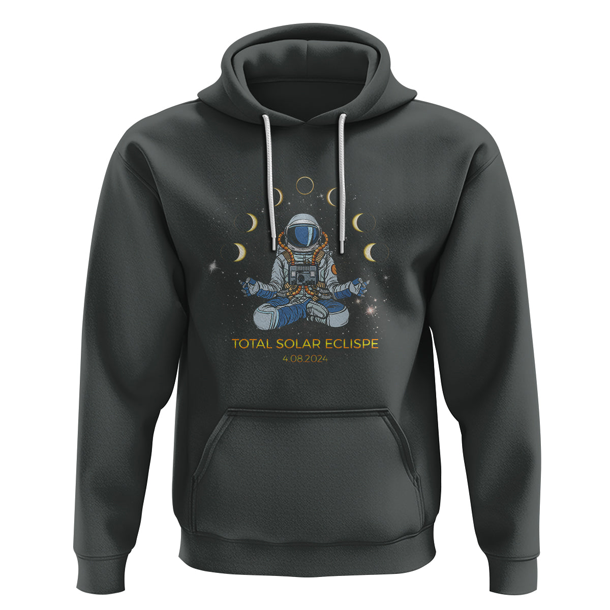 Astronaut Total Solar Eclipse 2024 Hoodie Meditating American Totality April 8 Galaxy Astronomy Lover - Wonder Print Shop