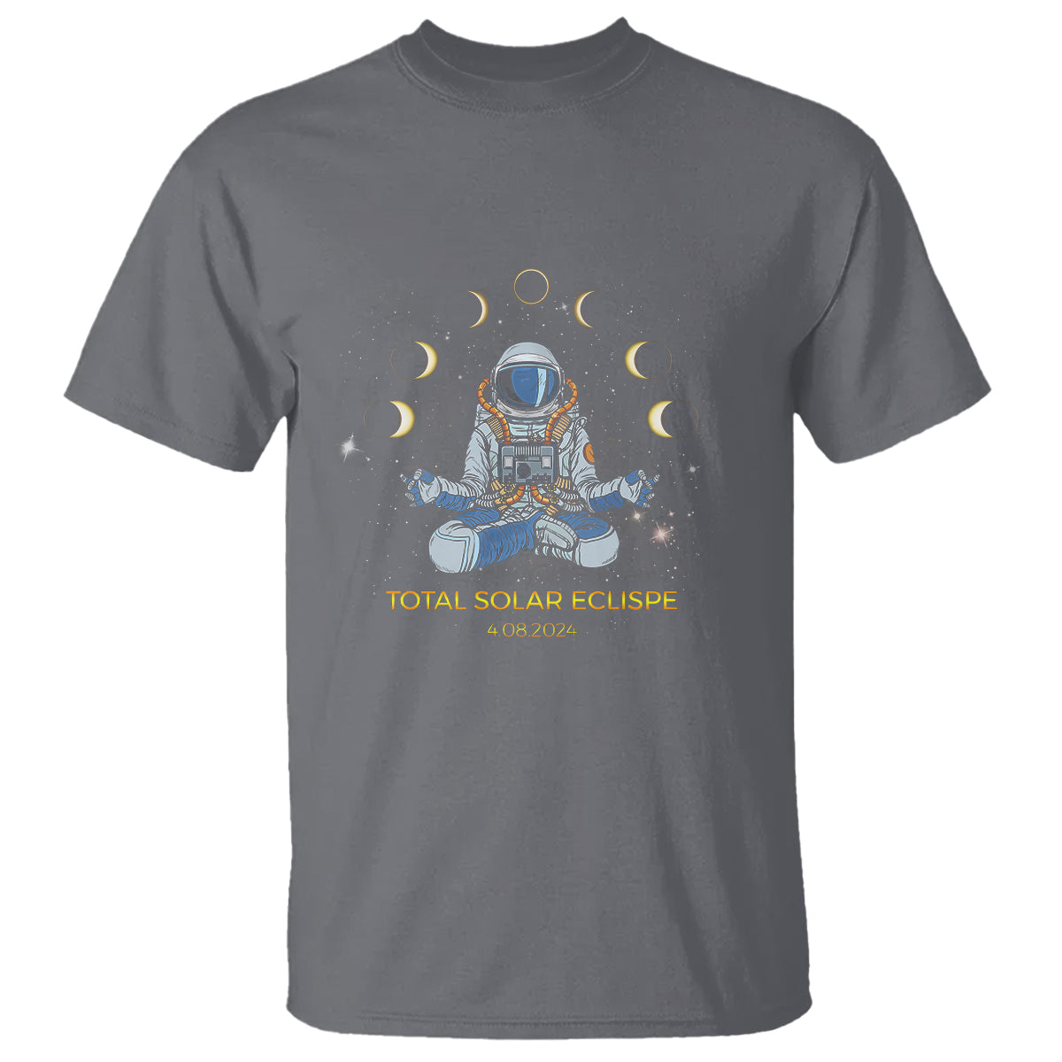 Astronaut Total Solar Eclipse 2024 T Shirt Meditating American Totality April 8 Galaxy Astronomy Lover - Wonder Print Shop