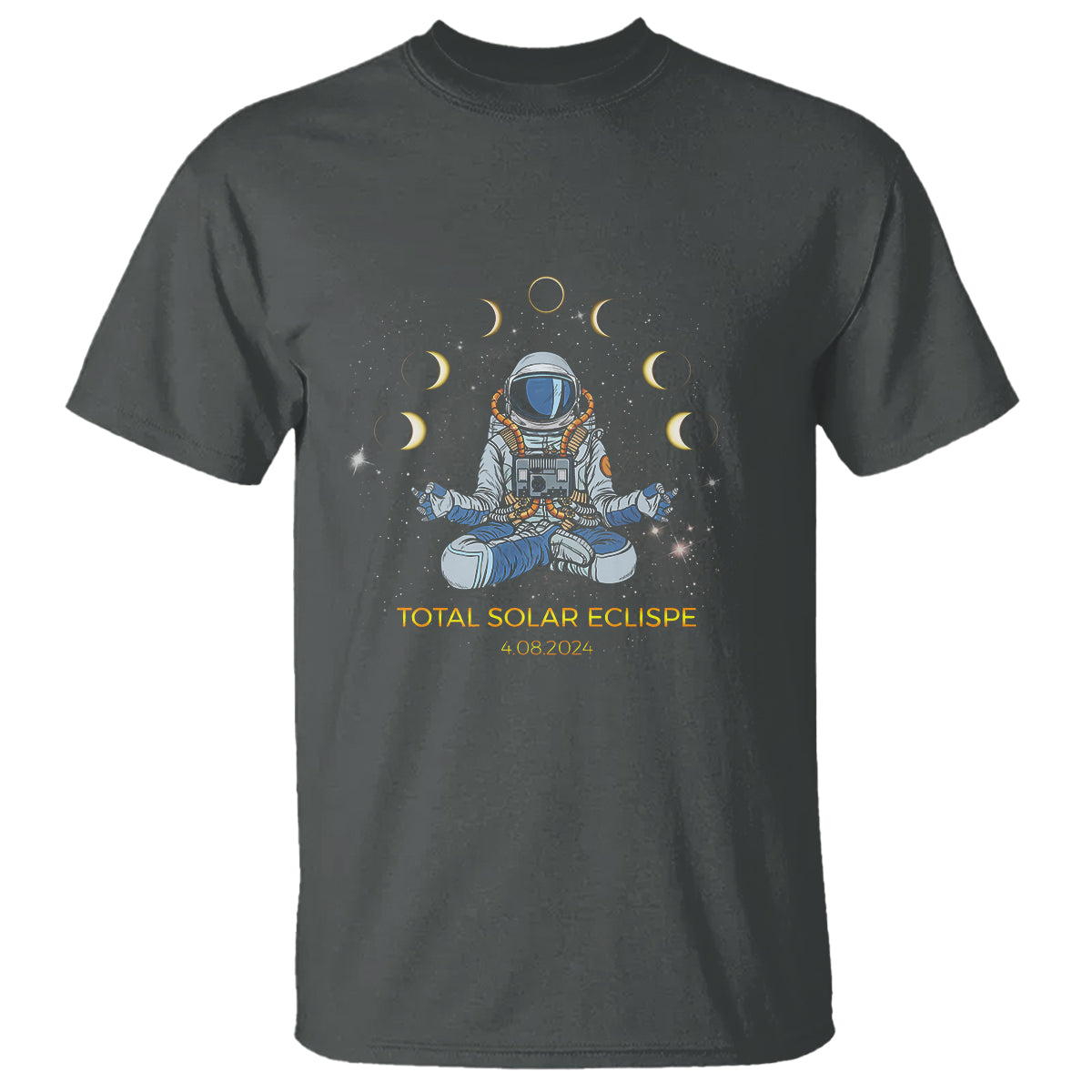 Astronaut Total Solar Eclipse 2024 T Shirt Meditating American Totality April 8 Galaxy Astronomy Lover - Wonder Print Shop