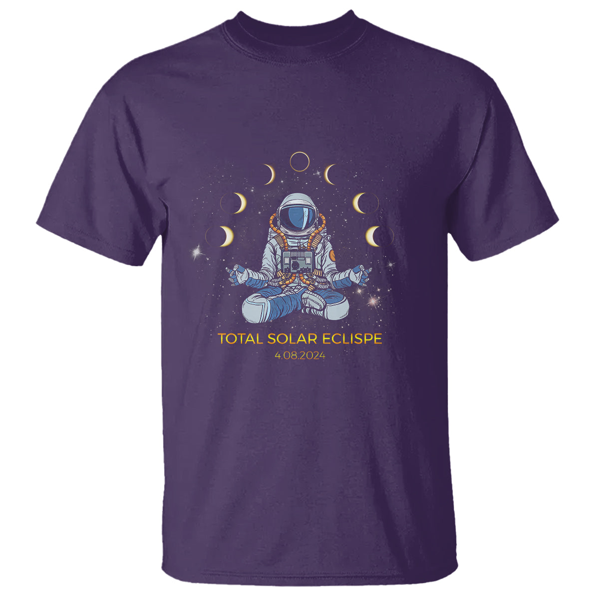 Astronaut Total Solar Eclipse 2024 T Shirt Meditating American Totality April 8 Galaxy Astronomy Lover - Wonder Print Shop