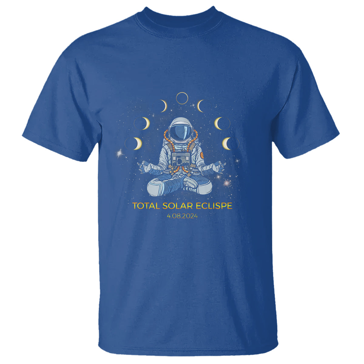 Astronaut Total Solar Eclipse 2024 T Shirt Meditating American Totality April 8 Galaxy Astronomy Lover - Wonder Print Shop