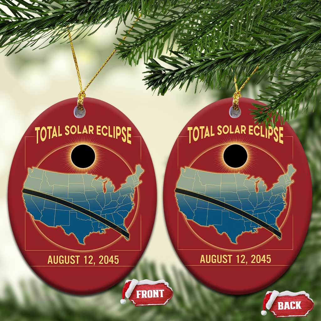 Total Solar Eclipse 2045 Christmas Ornament American Totality Tour Map August 12 - Wonder Print Shop