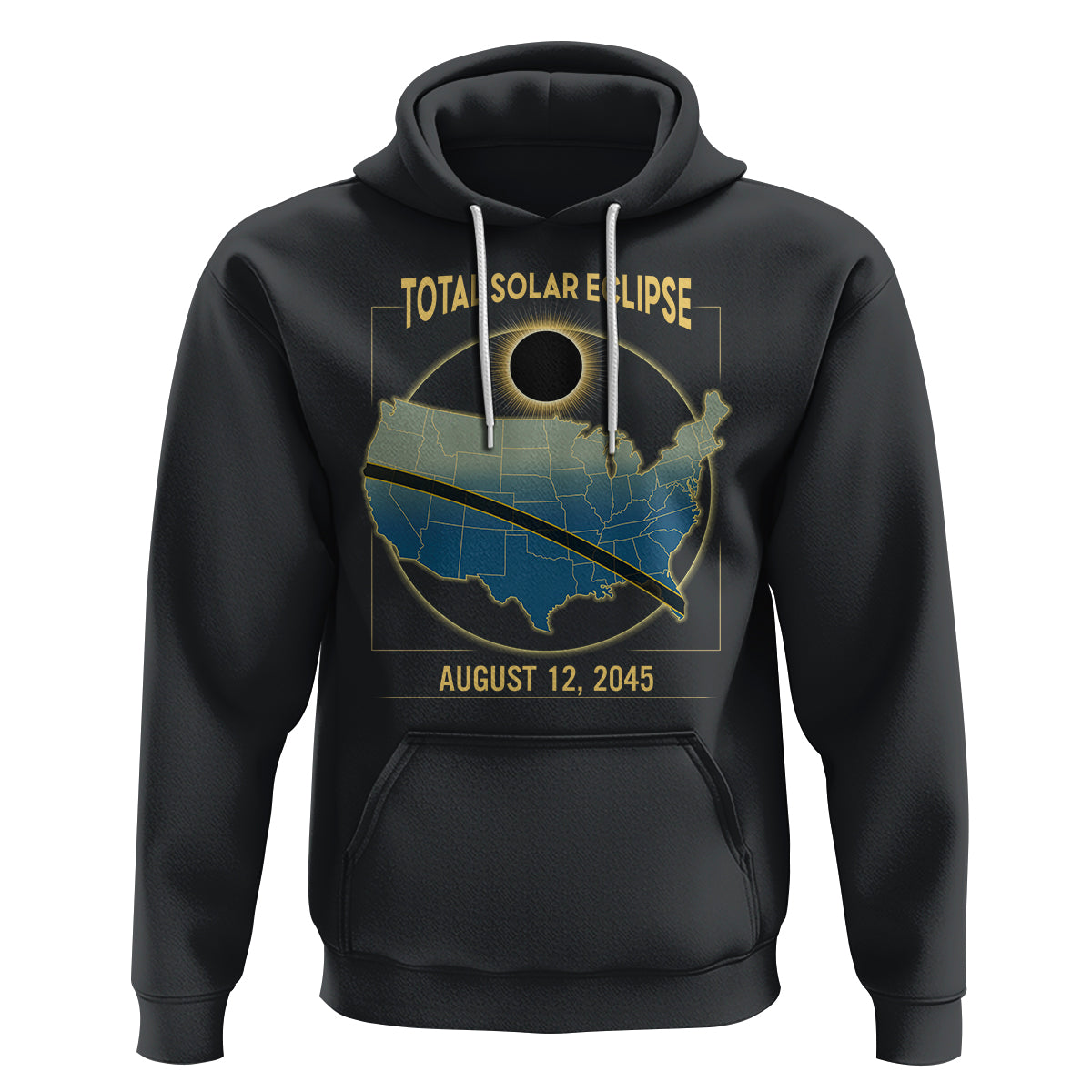 Total Solar Eclipse 2045 Hoodie American Totality Tour Map August 12 - Wonder Print Shop
