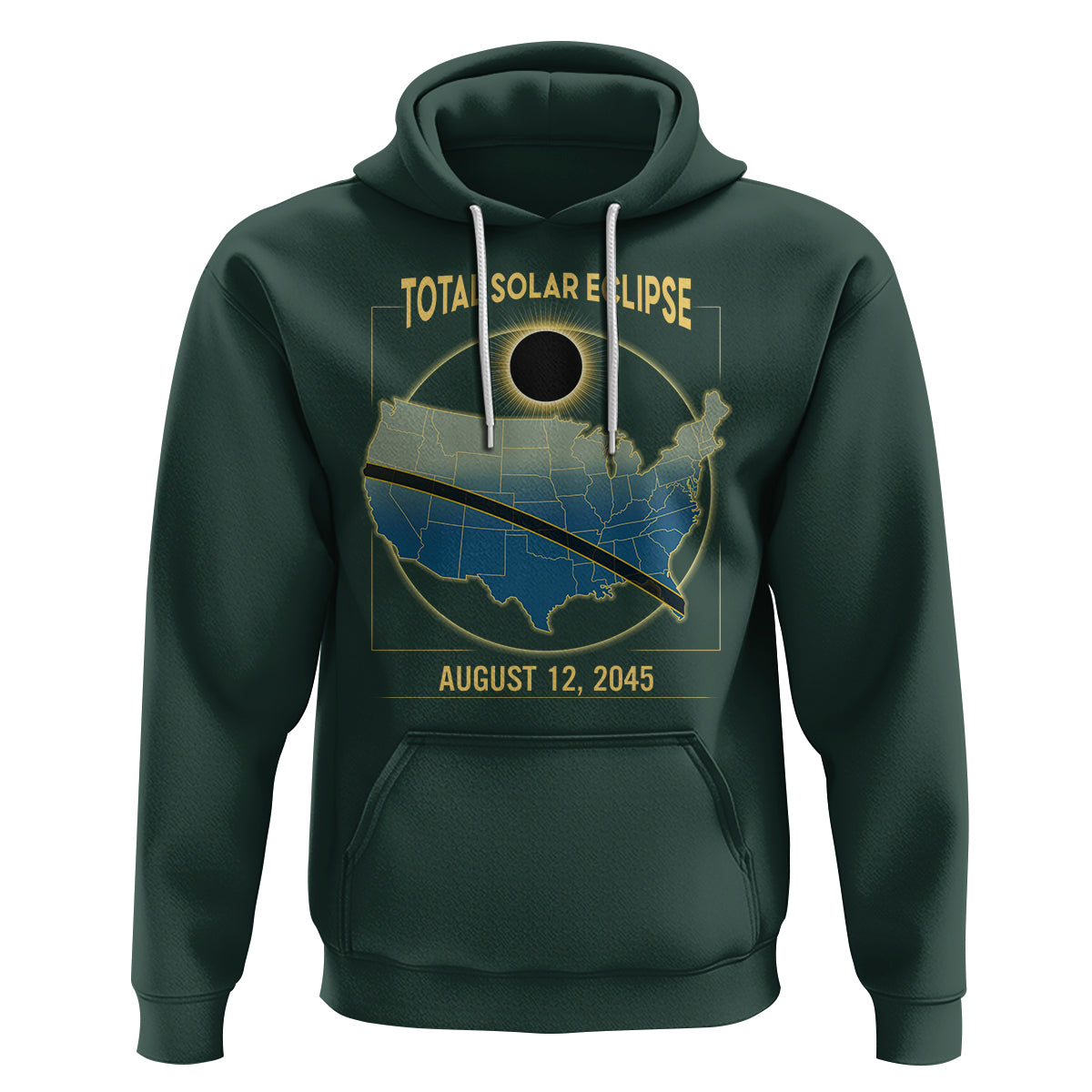 Total Solar Eclipse 2045 Hoodie American Totality Tour Map August 12 - Wonder Print Shop