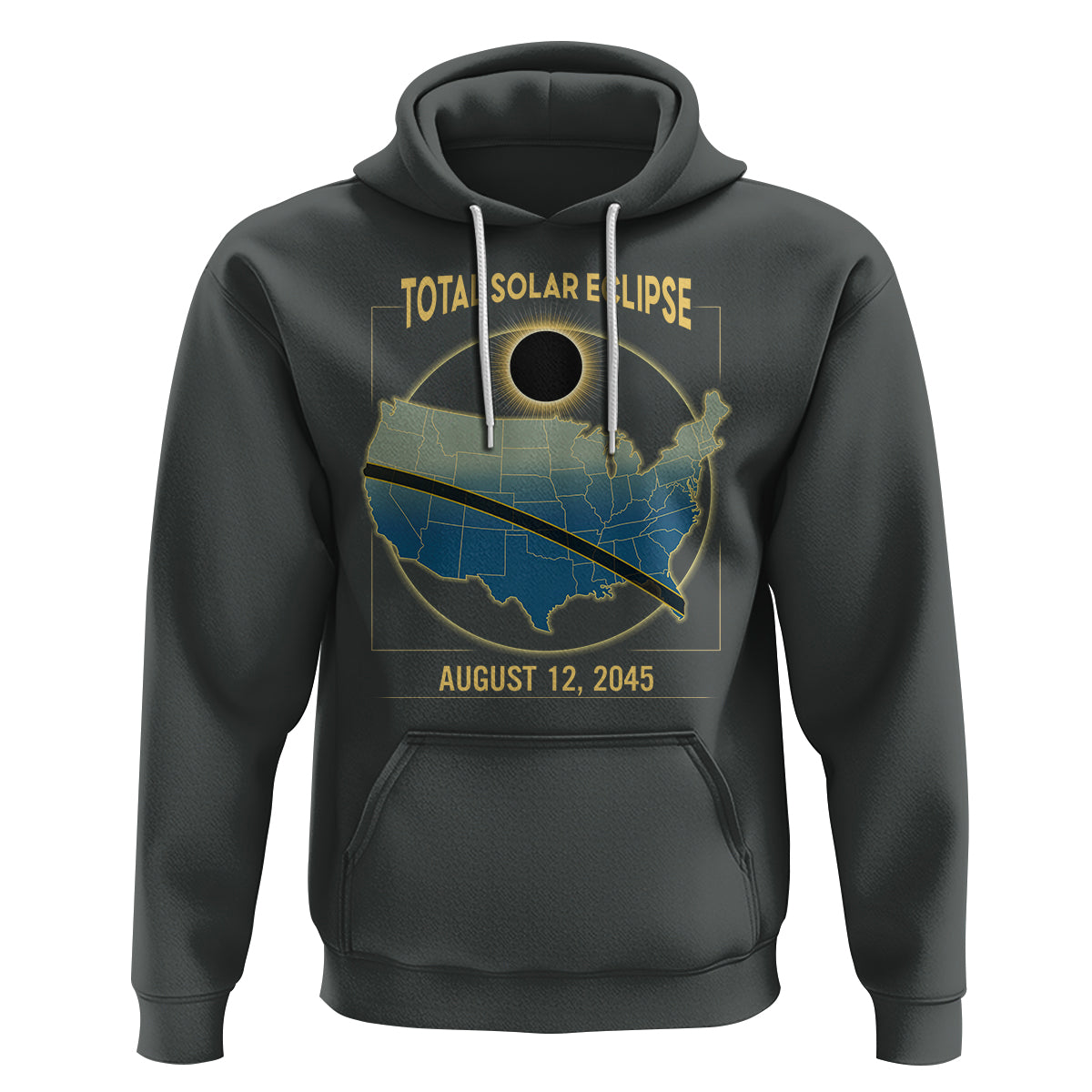 Total Solar Eclipse 2045 Hoodie American Totality Tour Map August 12 - Wonder Print Shop