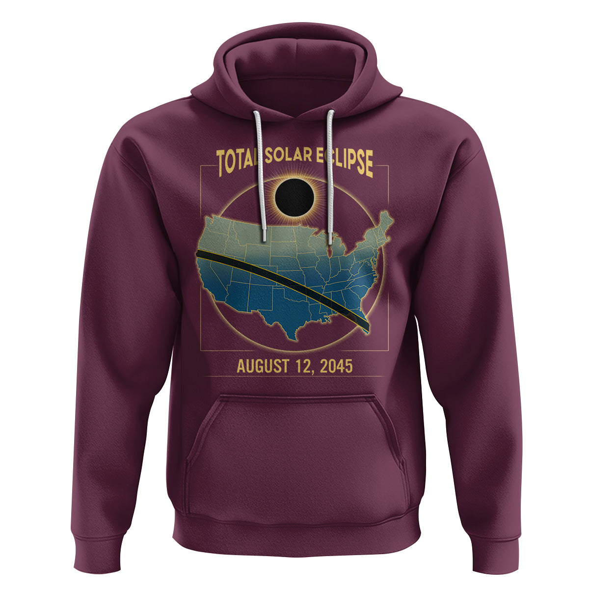 Total Solar Eclipse 2045 Hoodie American Totality Tour Map August 12 - Wonder Print Shop