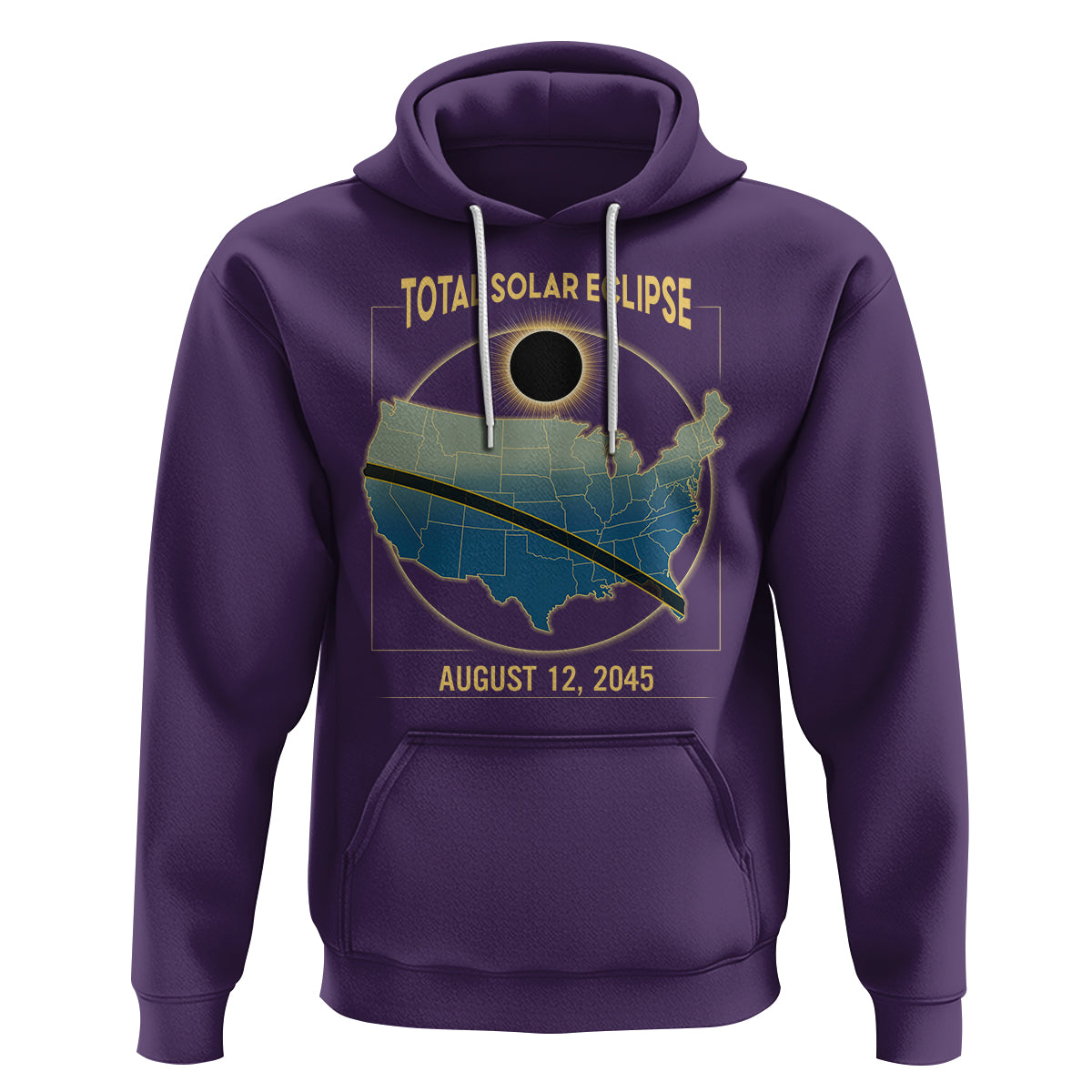 Total Solar Eclipse 2045 Hoodie American Totality Tour Map August 12 - Wonder Print Shop