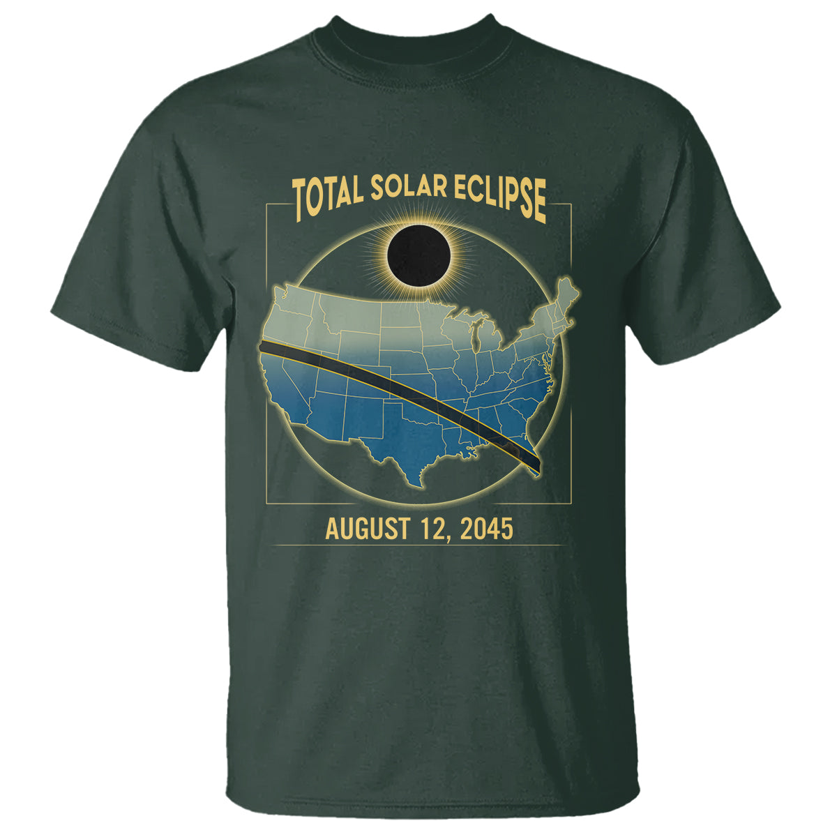 Total Solar Eclipse 2045 T Shirt American Totality Tour Map August 12 - Wonder Print Shop