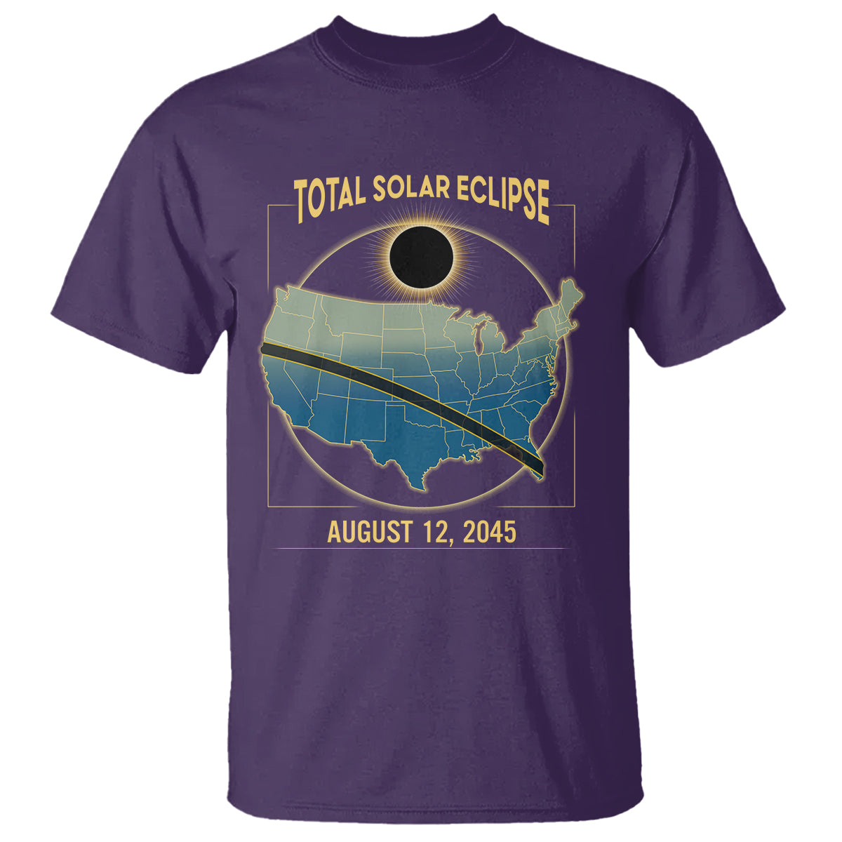 Total Solar Eclipse 2045 T Shirt American Totality Tour Map August 12 - Wonder Print Shop