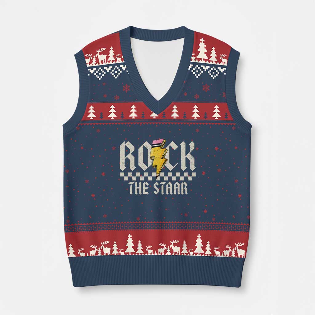 Rock The STAAR Day V-Neck Knit Sweater Vest Texas Teacher Student Motivational Testing