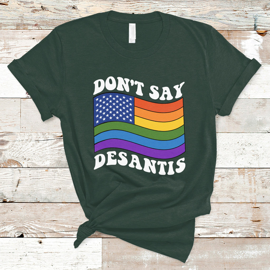Gay Pride T Shirt Don't Say Desantis Florida Say Gay LGBTQ Pride - Wonder Print Shop
