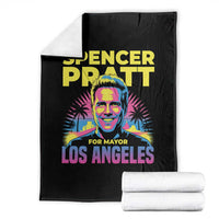 Spencer Pratt for Mayor Los Angeles Synthwave Graphic Throw Blanket Retro Neon California Supporter
