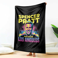 Spencer Pratt for Mayor Los Angeles Synthwave Graphic Throw Blanket Retro Neon California Supporter