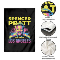 Spencer Pratt for Mayor Los Angeles Synthwave Graphic Garden Flag Retro Neon California Supporter