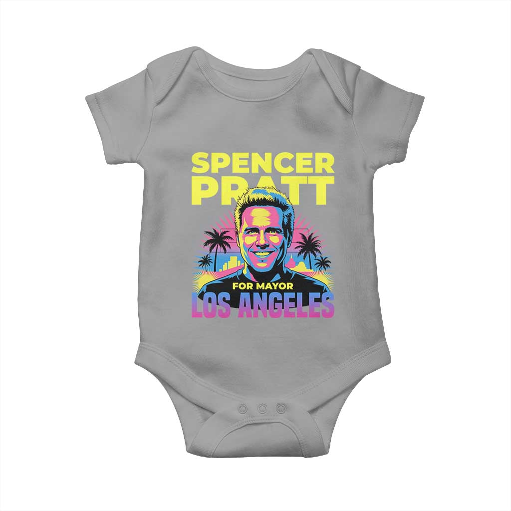 Spencer Pratt for Mayor Los Angeles Synthwave Graphic Baby Onesie Retro Neon California Supporter