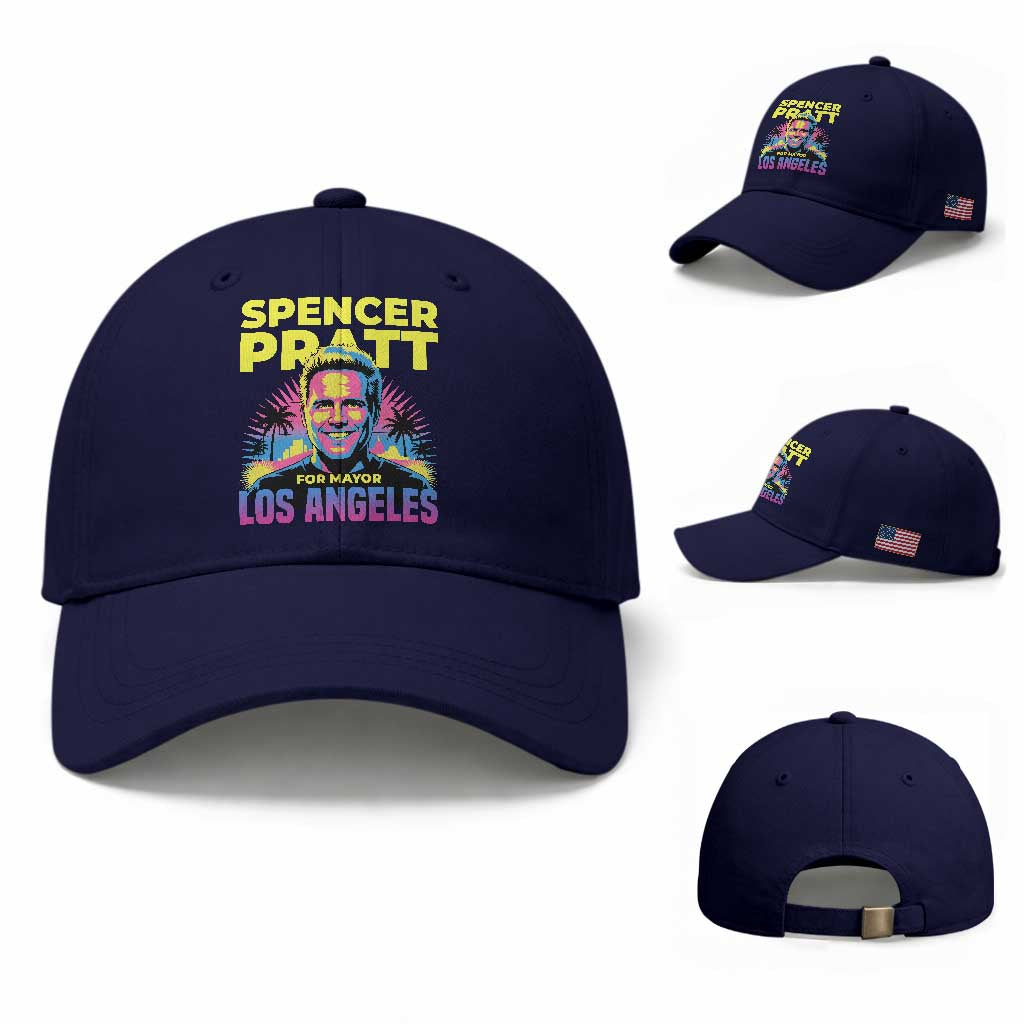 Spencer Pratt for Mayor Los Angeles Synthwave Graphic Baseball Cap Retro Neon California Supporter