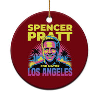 Spencer Pratt for Mayor Los Angeles Synthwave Graphic Ceramic Ornament Retro Neon California Supporter