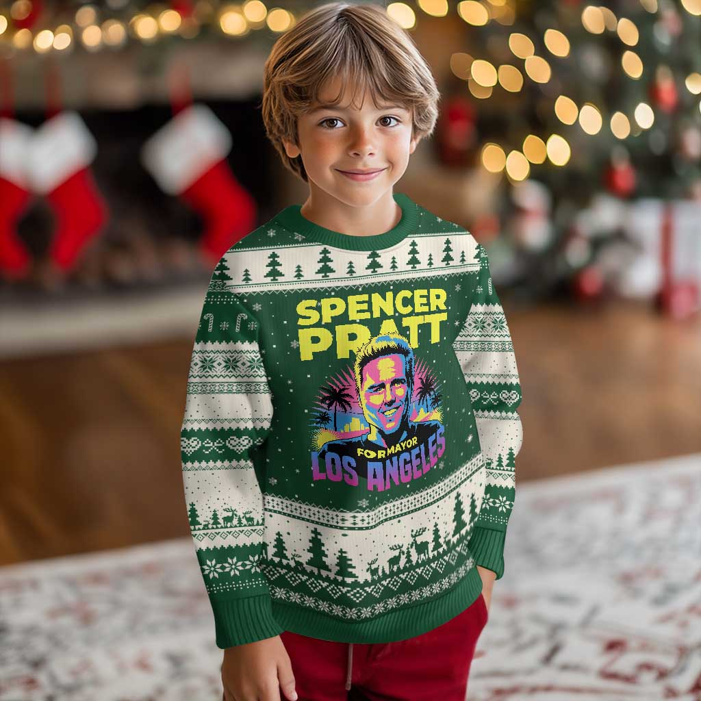 Spencer Pratt for Mayor Los Angeles Synthwave Graphic Ugly Christmas Sweater Retro Neon California Supporter