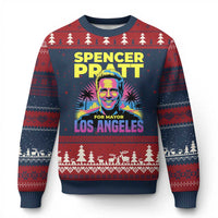 Spencer Pratt for Mayor Los Angeles Synthwave Graphic Ugly Christmas Sweater Retro Neon California Supporter