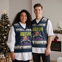 Spencer Pratt for Mayor Los Angeles Synthwave Graphic V-Neck Knit Sweater Vest Retro Neon California Supporter