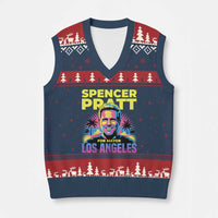 Spencer Pratt for Mayor Los Angeles Synthwave Graphic V-Neck Knit Sweater Vest Retro Neon California Supporter
