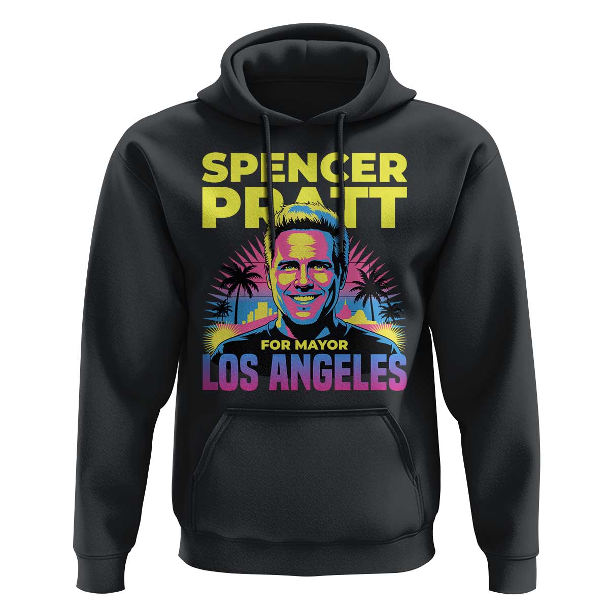Spencer Pratt for Mayor Los Angeles Synthwave Graphic Hoodie Retro Neon California Supporter