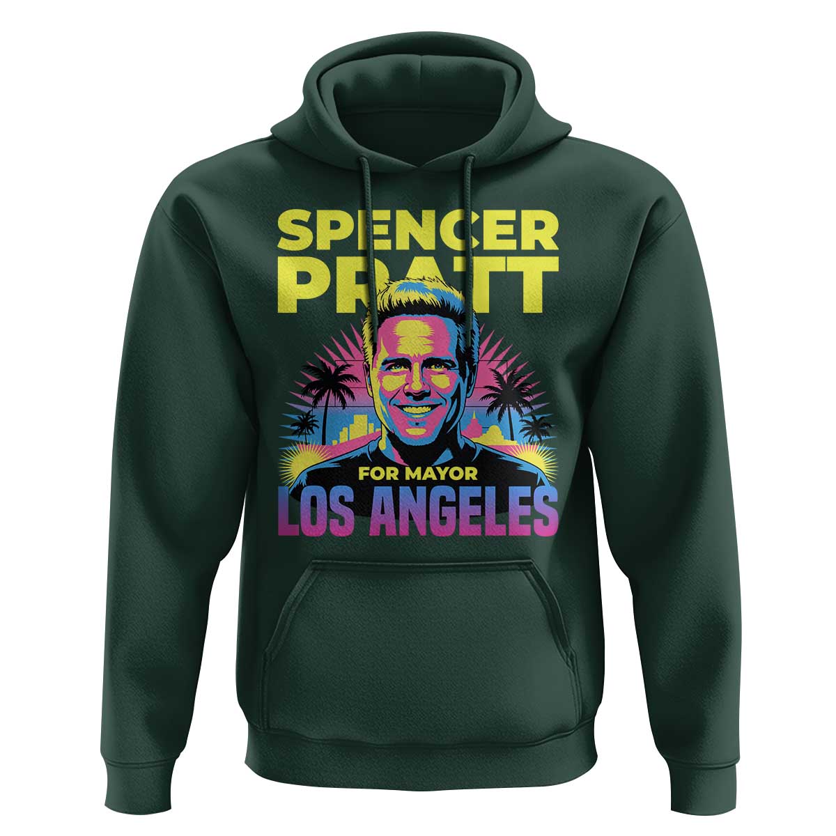 Spencer Pratt for Mayor Los Angeles Synthwave Graphic Hoodie Retro Neon California Supporter