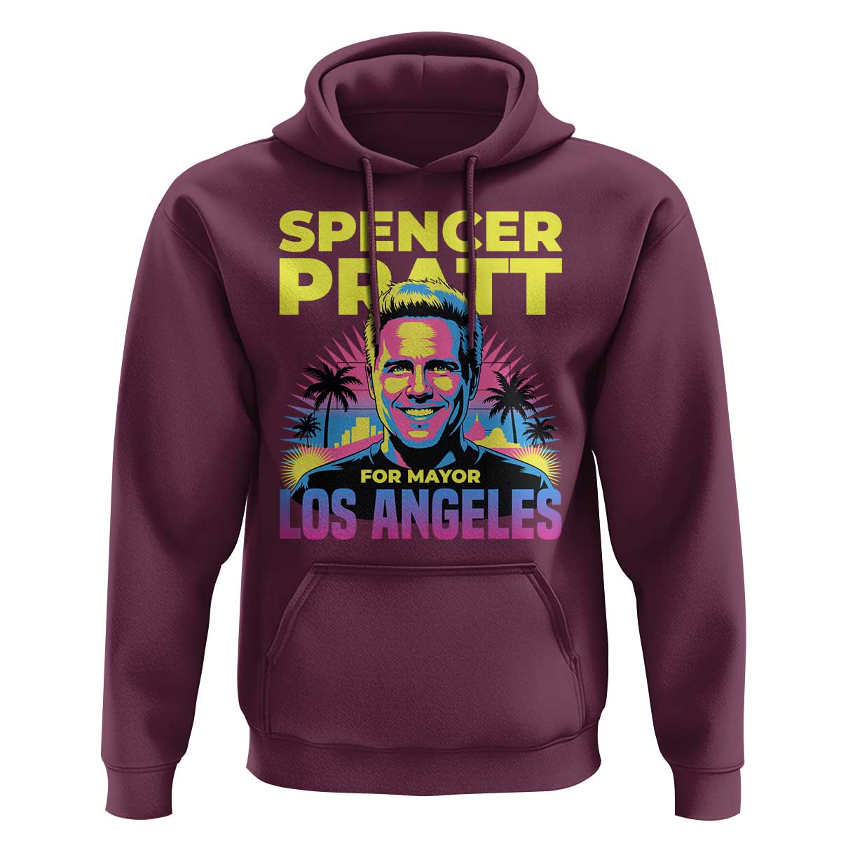 Spencer Pratt for Mayor Los Angeles Synthwave Graphic Hoodie Retro Neon California Supporter